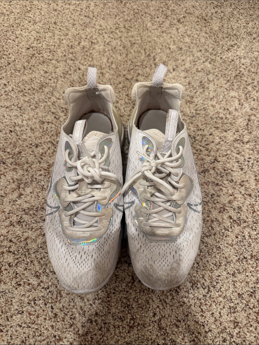 Nike White Kids Sneakers with Iridescent Accents